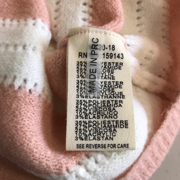 FRNCH Paris  Long Sleeve Pullover Sweater Crew Neck Striped White/Tan SZ S/M - Picture 4 of 6